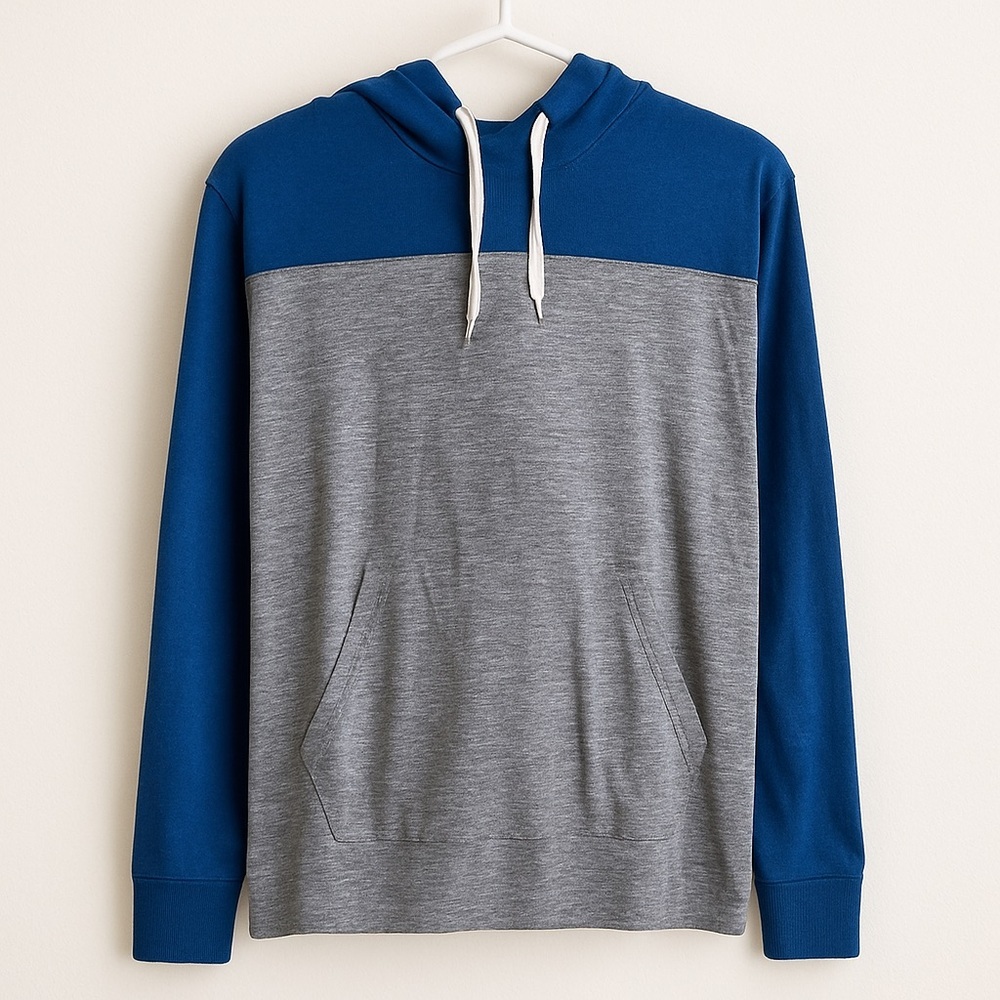 American Eagle Outfitters Two-Tone Blue and Gray Hoodie
